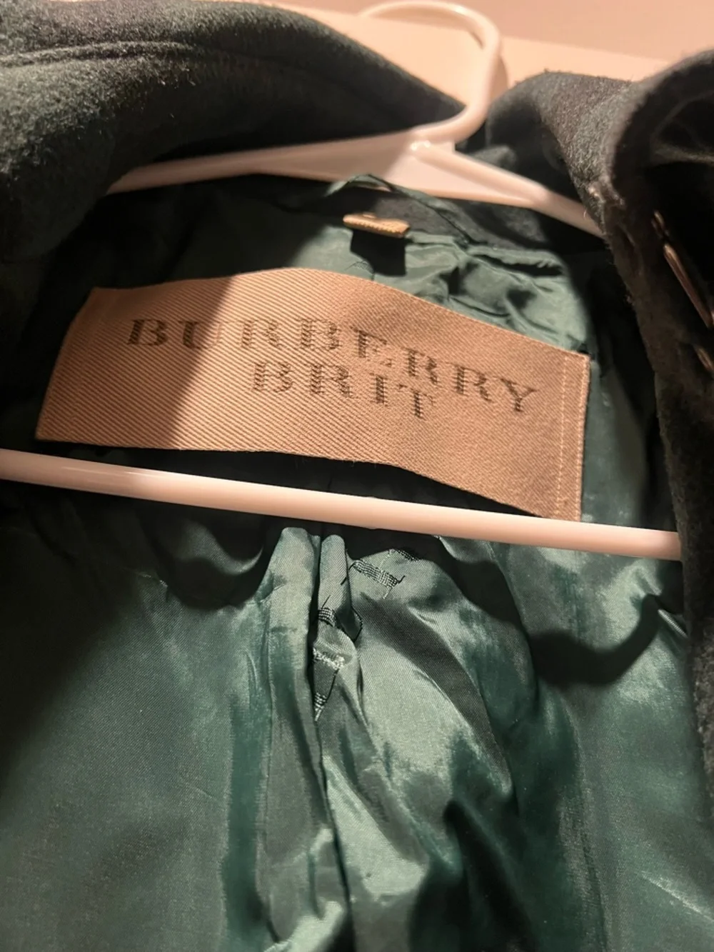 Burberry Dark Green Plaid Double-Breasted Trench Coat - Picture 3 of 3